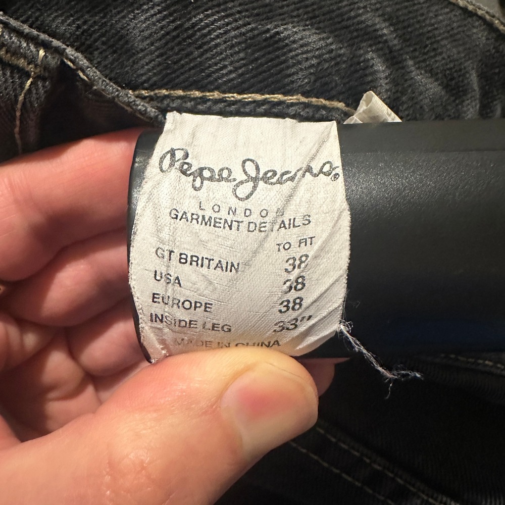 Vintage Pepe Jeans London Black Denim Heavyweight Streetwear Y2K Oversized 38x33 - Picture 9 of 10